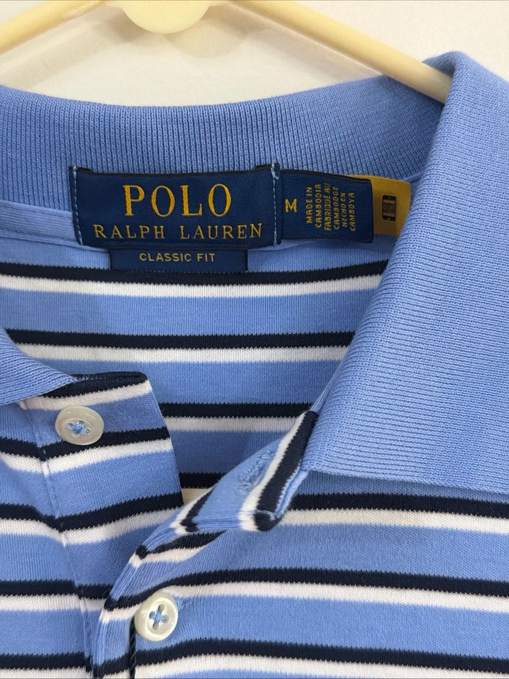 NWT MEN'S POLO RALPH LAUREN POLO SHIRT NAVY BLUE WHITE BLUE SIZE M